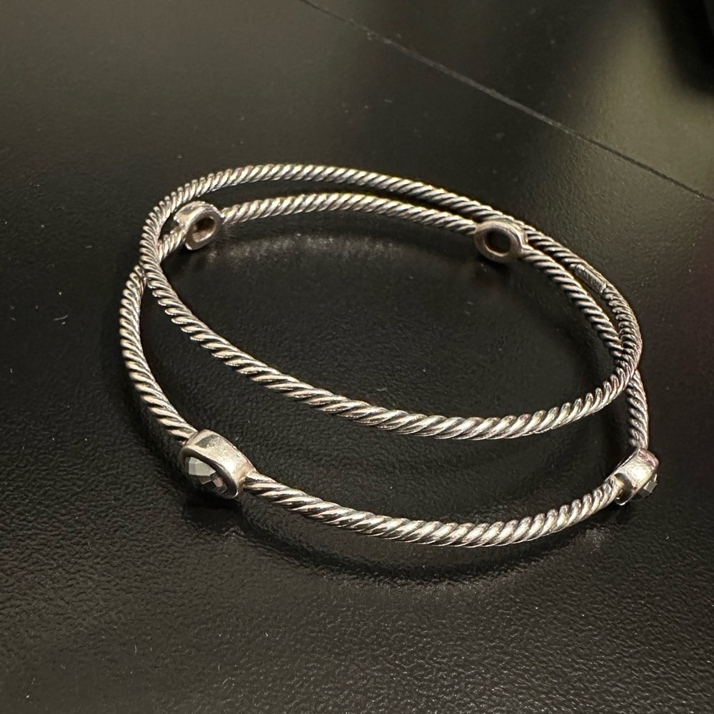 David Yurman Silver and Black Onyx bangles. Retired. Very good condition.